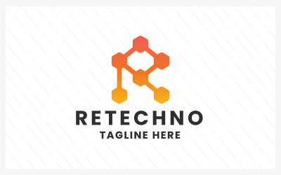 Шаблон логотипа Retechno Letter R Pro