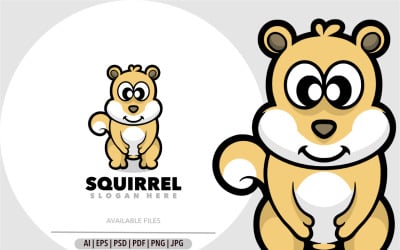 Simpatico logo del design della mascotte dei cartoni animati scoiattolo