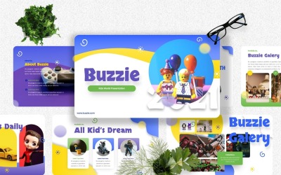Buzzie - Kids World Googleslide-sjabloon