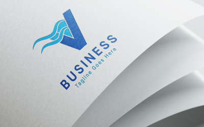 Wave V-letter logo template.