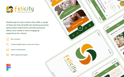 Felicity: modello di interfaccia utente dell&amp;#39;app mobile per benessere e SPA