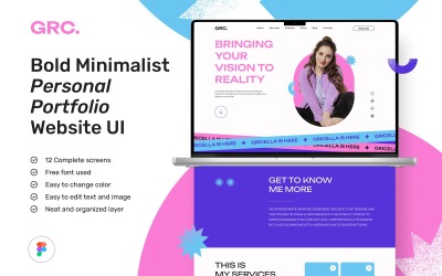 Grace - Gedurfde minimalistische persoonlijke portfolio Website-ontwerp UI-sjabloon