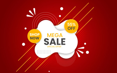 Vector  sale banner promotion with the red background and super offer banner