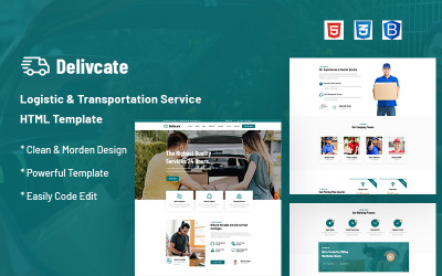 Delivcate - Websitesjabloon voor logistieke en transportdiensten