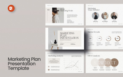 Lay-out van het marketingplan PowerPoint-presentatiesjabloon