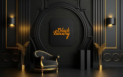 Lyx Premium Mockup | Logotypmodell | Svart och guld mockup | Mockup för Black Friday-rea