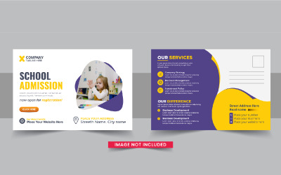 Modern school admission postcard template layout vector