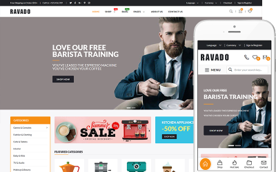 Ravado - Kávézó és italok online áruház WooCommerce téma