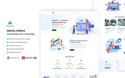 Digital World – Digital Marketing Services WordPress Elementor Landing Page Template