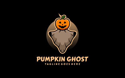 Logotipo de dibujos animados de la mascota fantasma de calabaza