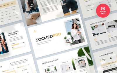 SocmedPro - modelo de PowerPoint de apresentação de estratégia de marketing de mídia social