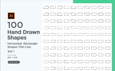 Horizontal Rectangle Shape Thin Line 100_Set V 1