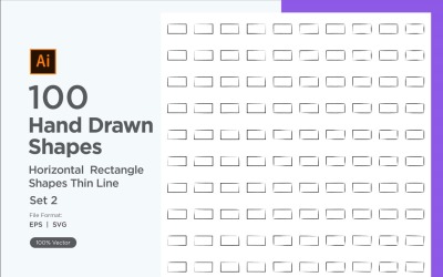 Horizontal Rectangle Shape Thin Line 100_Set V 2