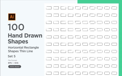 Horizontal Rectangle Shape Thin Line 100_Set V 5