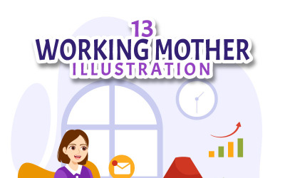 13 Illustration einer berufstätigen Mutter