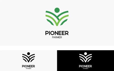 Modello di progettazione del logo dell&amp;#39;agricoltore pionieristico