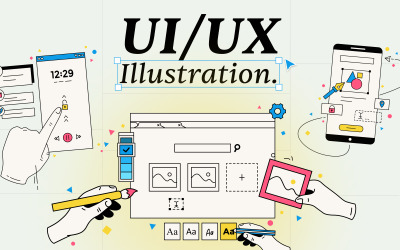 Conjunto de ilustrações de design de interface do usuário/UX