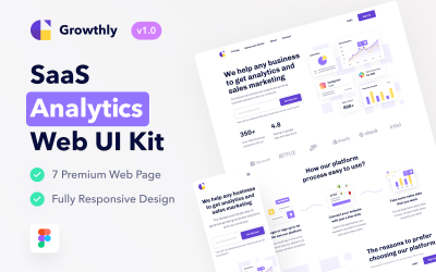 Growthly - Kit d&amp;#39;interface utilisateur Web d&amp;#39;analyse et de vente SaaS