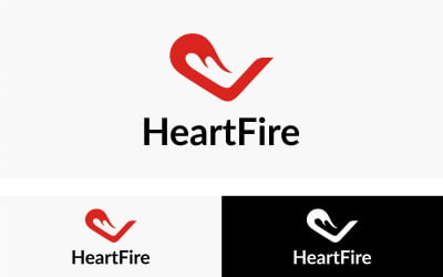 Lettera V _ modello di progettazione del logo Heart Fire