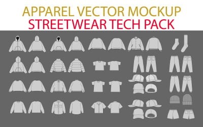 Набор векторных макетов уличной одежды
