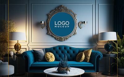 Modello di soggiorno | Modello di logo da parete | Cantare Logo Mockup
