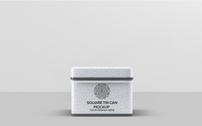 Small Square Tin Can Mockup
