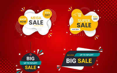 Vector försäljning banner marknadsföring uppsättning mall med färg bakgrund och super erbjudande banner stil