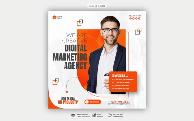 Agenzia di marketing digitale e modelli di poster per social media aziendali