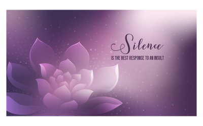 Fondo inspirador 14400x8100px en esquema púrpura con mensaje sobre el silencio