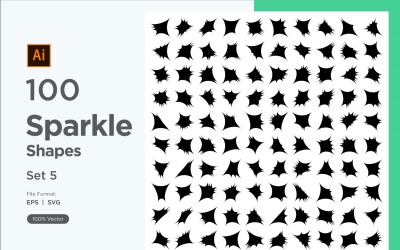 Sparkle shape symbol sign Set 100-V-5