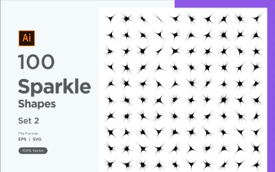 Sparkle shape symbol sign Set 100-V2-2
