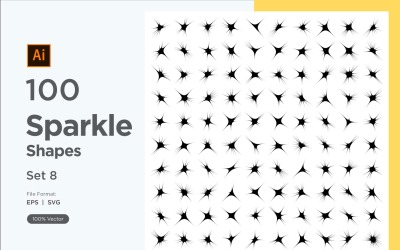 Sparkle shape symbol sign Set 100-V2-8