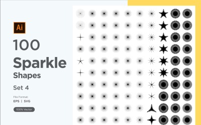Sparkle shape symbol sign Set 100-V3-4