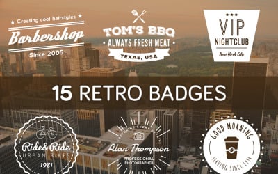 15 badges vintage - Logos rétro