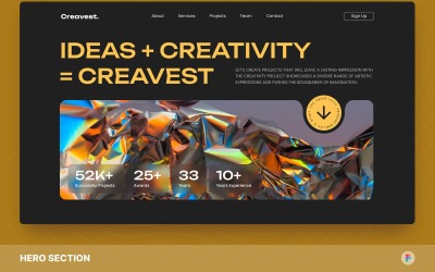 Creavest — szablon Figma sekcji bohaterów agencji kreatywnej