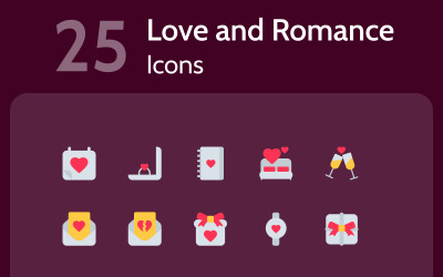 25 ícones de estilo simples para namorados