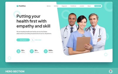MediWise – Health &amp;amp; Medical Hero Section Figma Template