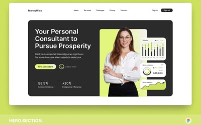 MoneyWise – Financial Consultant Hero Section Figma Template