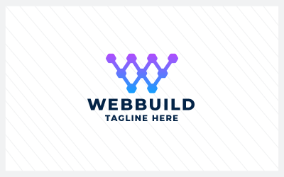 Шаблон логотипа Web Build Tech Letter W Pro