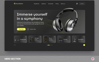 SoundWave – Audio Store Hero Section Figma sablon