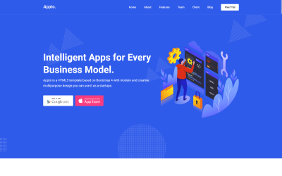 Appto – šablona vstupní stránky aplikace