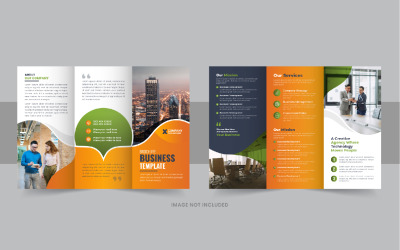 Layout de design de brochura de negócios multicolorido moderno com três dobras