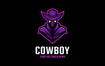 Logo de mascotte simple de cow-boy 1