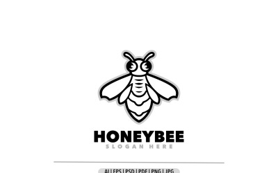 Logotipo simples de design de arte de linha de abelhas