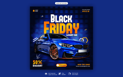 Šablona příspěvku na sociální média Černý pátek Super prodej auta