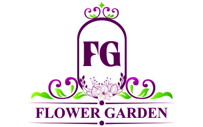 Logótipo da flor, logótipo FG logótipo do jardim FG