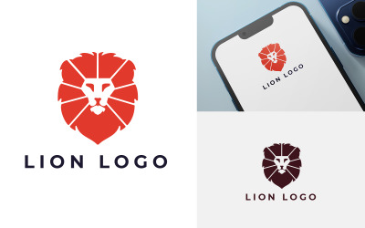 Modèle de logo minimal de lion