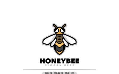 Logotipo de dibujos animados de mascota simple de abeja