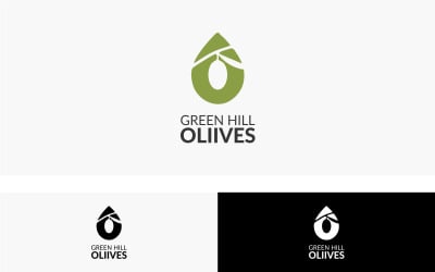 Plantilla de diseño de logotipo de aceitunas Green Hill