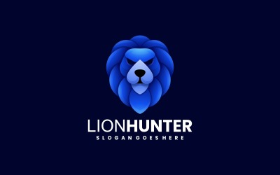 Logotipo colorido degradado de cazador de leones